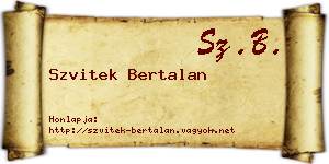 Szvitek Bertalan névjegykártya